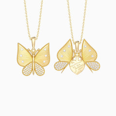 Metamorphosis Butterfly Engraved Necklace