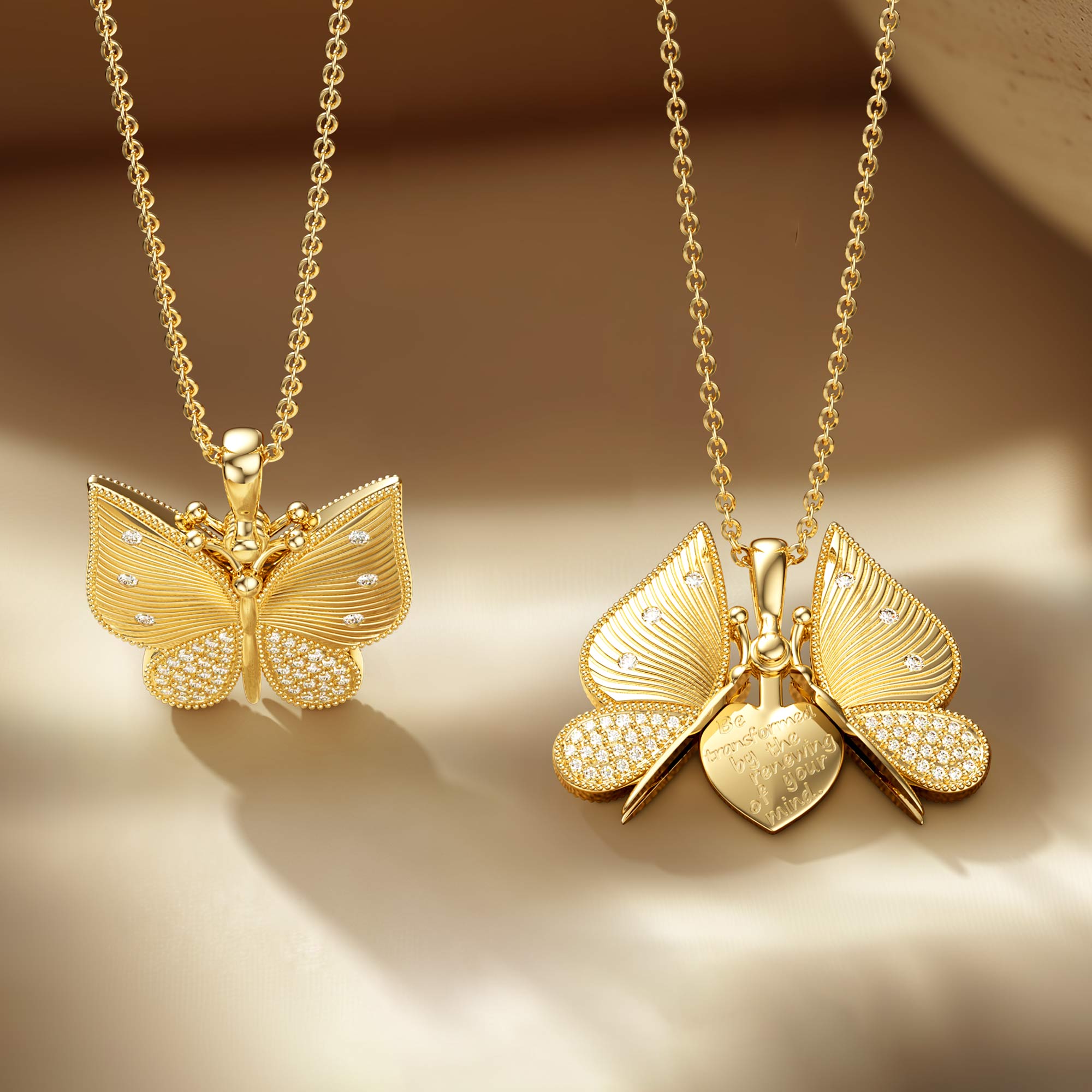 Metamorphosis Butterfly Engraved Necklace