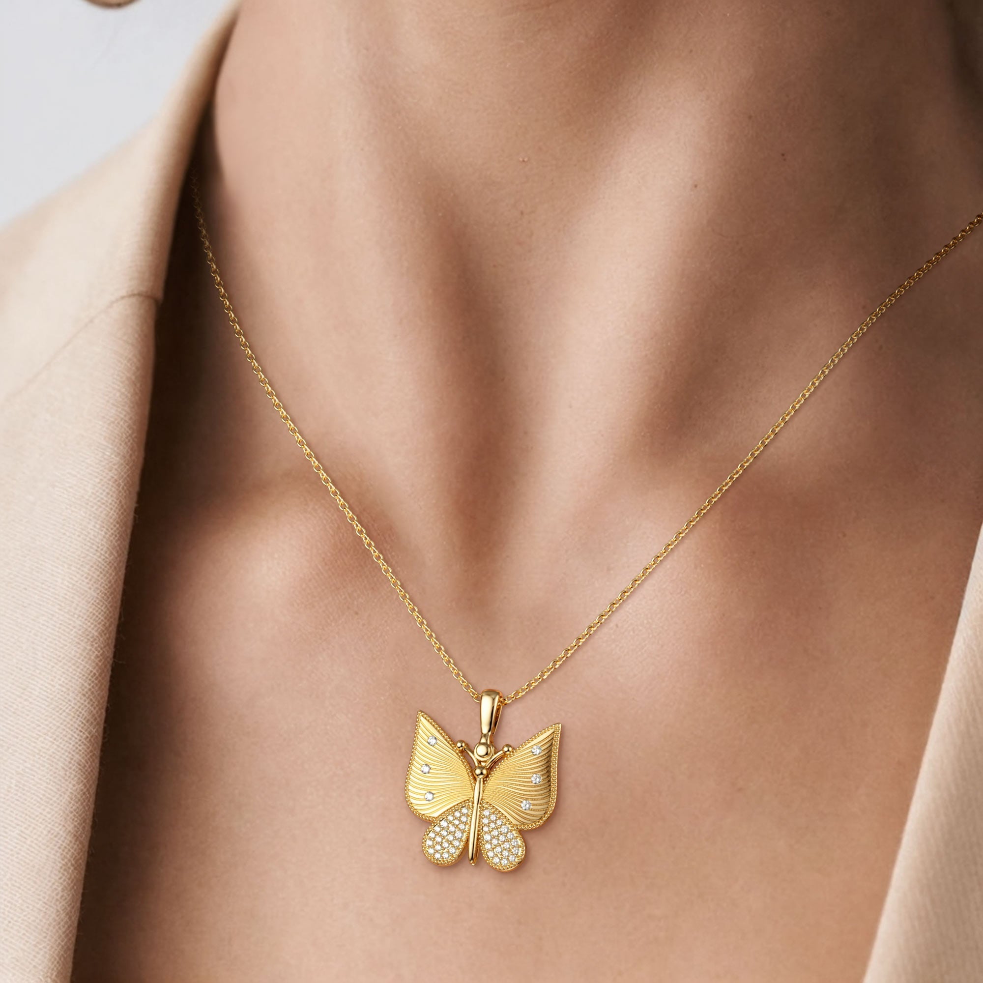 Personalized Metamorphosis Butterfly Engraved Necklace