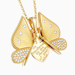 Personalized Metamorphosis Butterfly Engraved Necklace