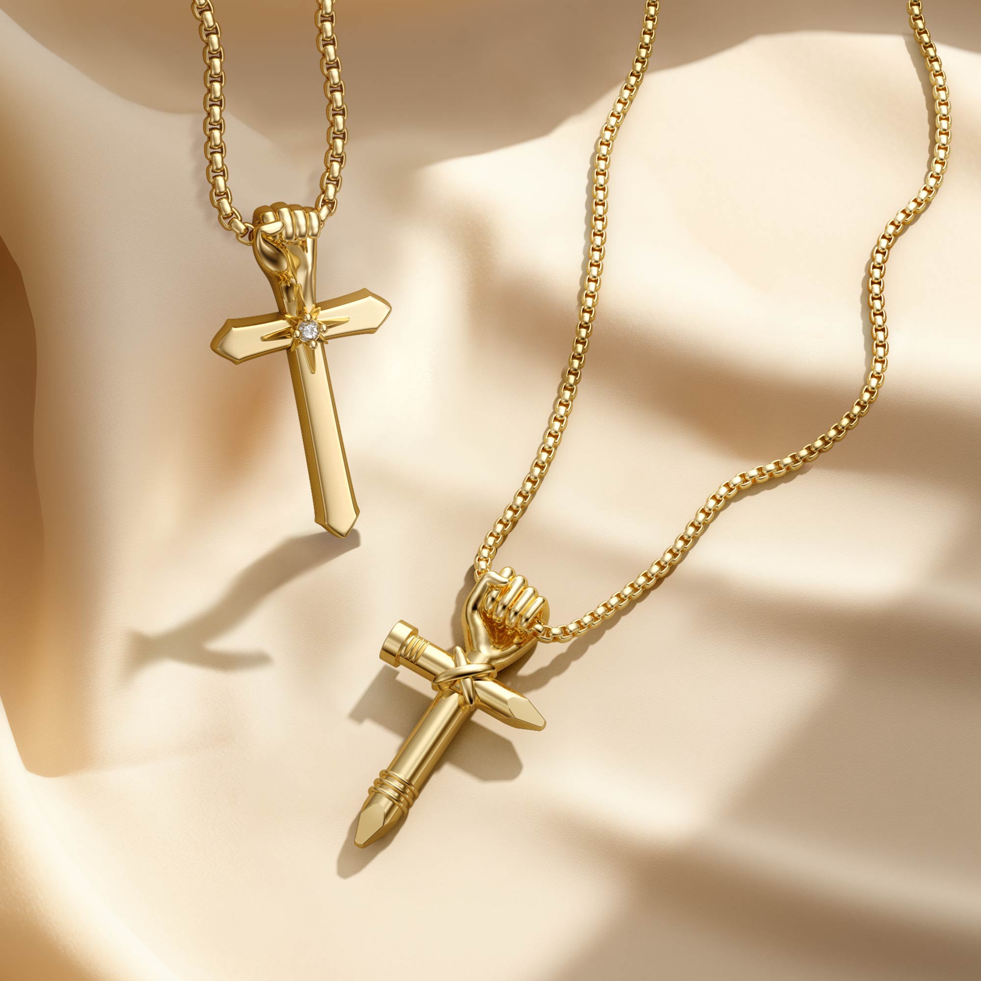 Unity Fist Cross Pendant Necklace