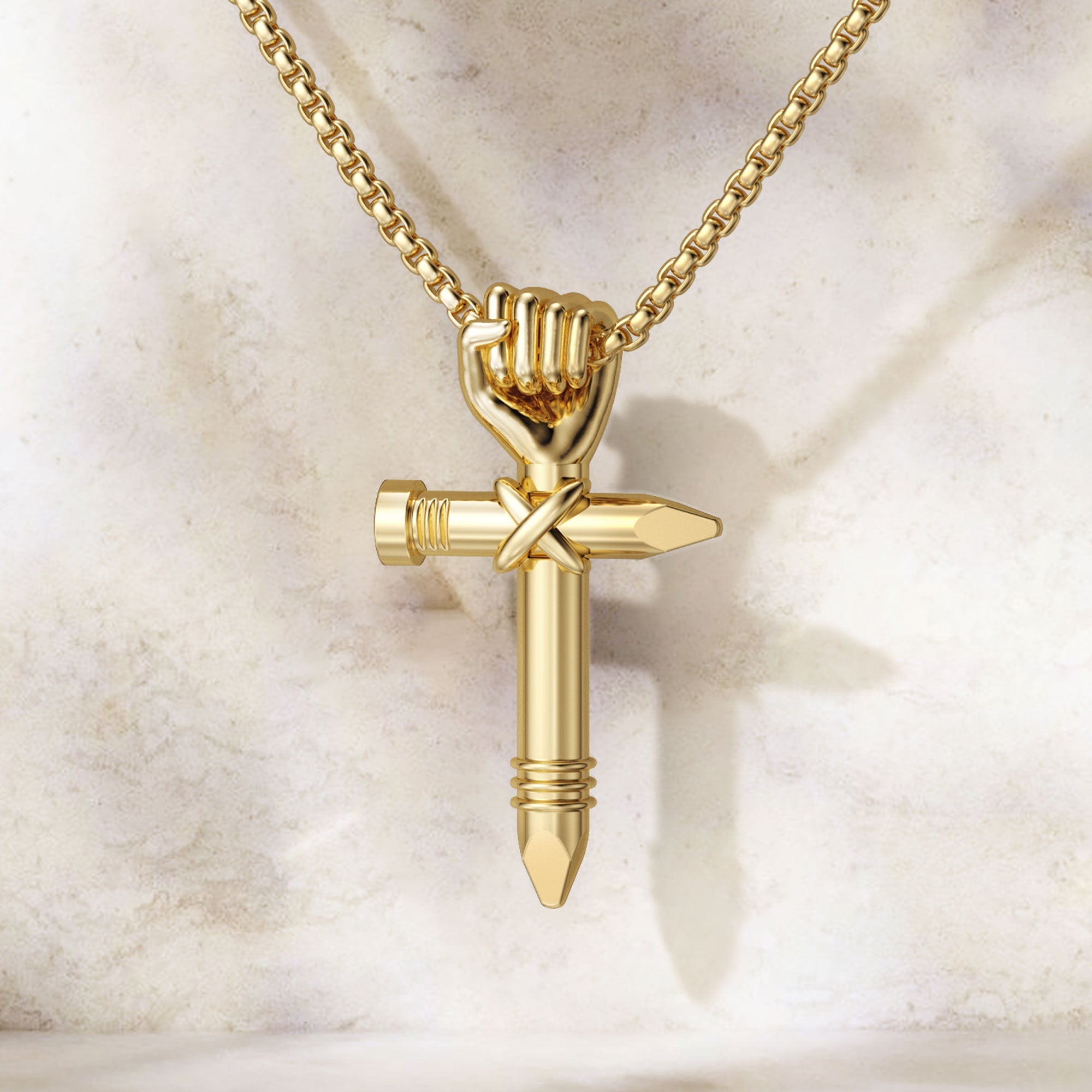 Unity Fist Cross Pendant Necklace