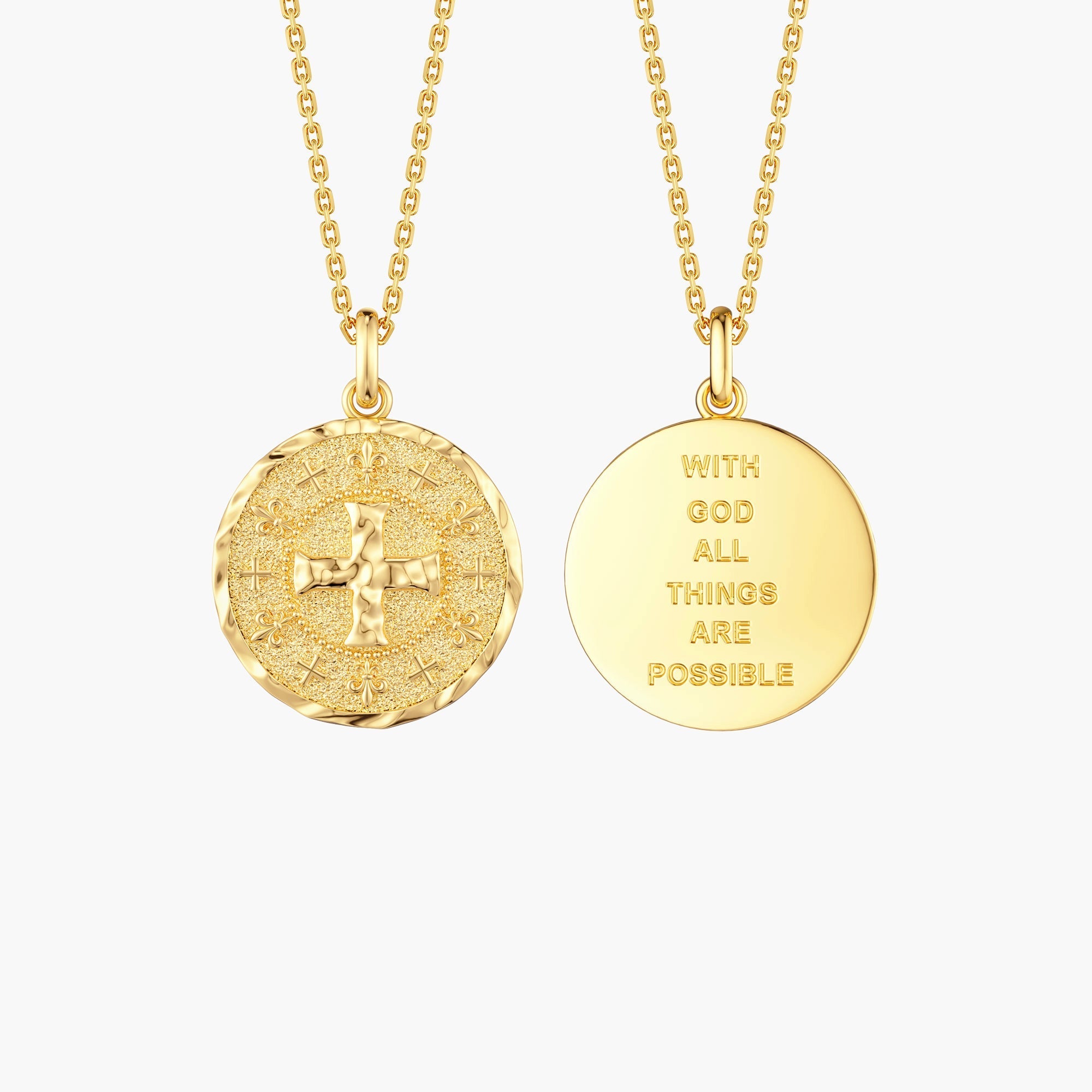 Gothic Liquid Lava Cross Fleur-de-Lis Medallion Necklace