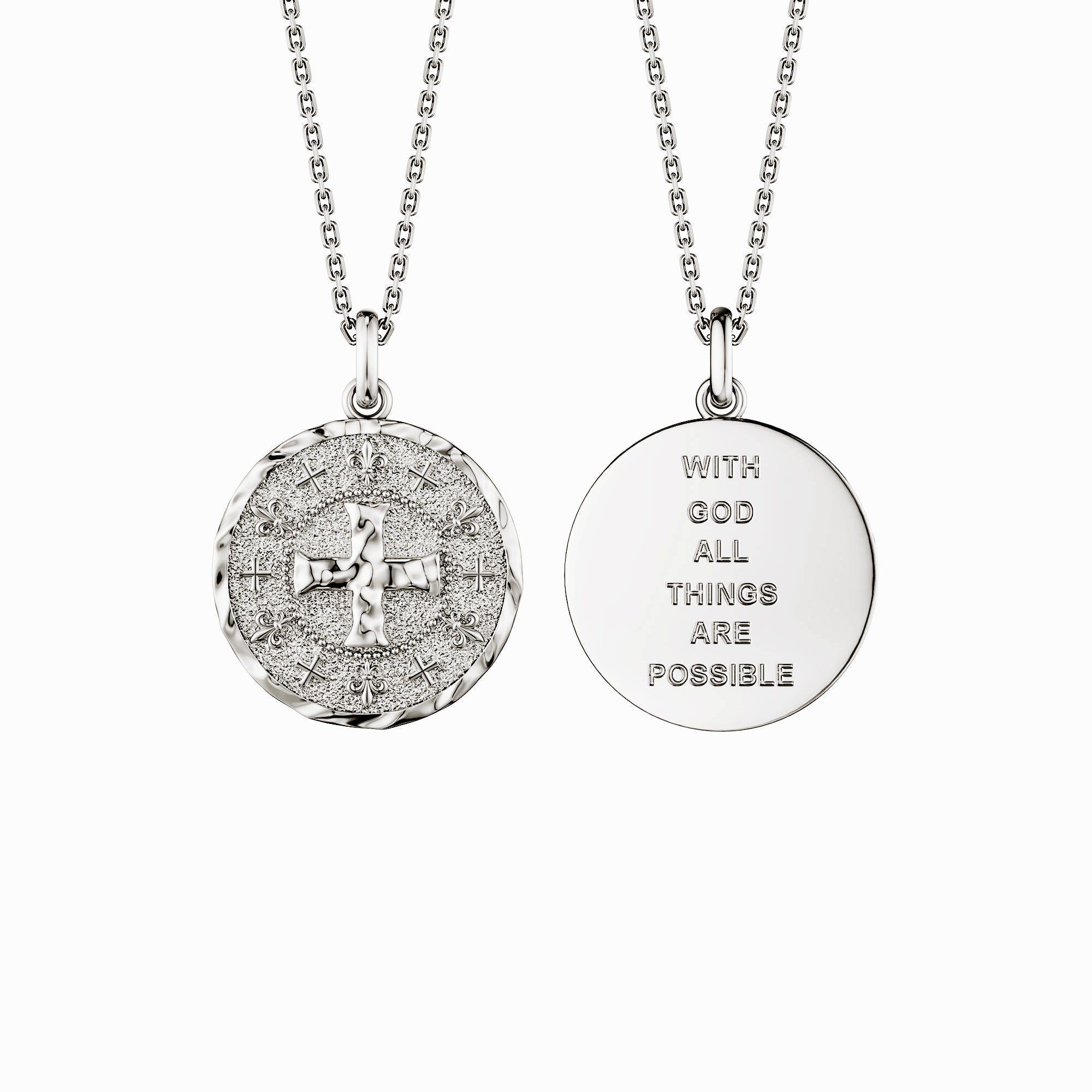 Gothic Liquid Lava Cross Fleur-de-Lis Medallion Necklace