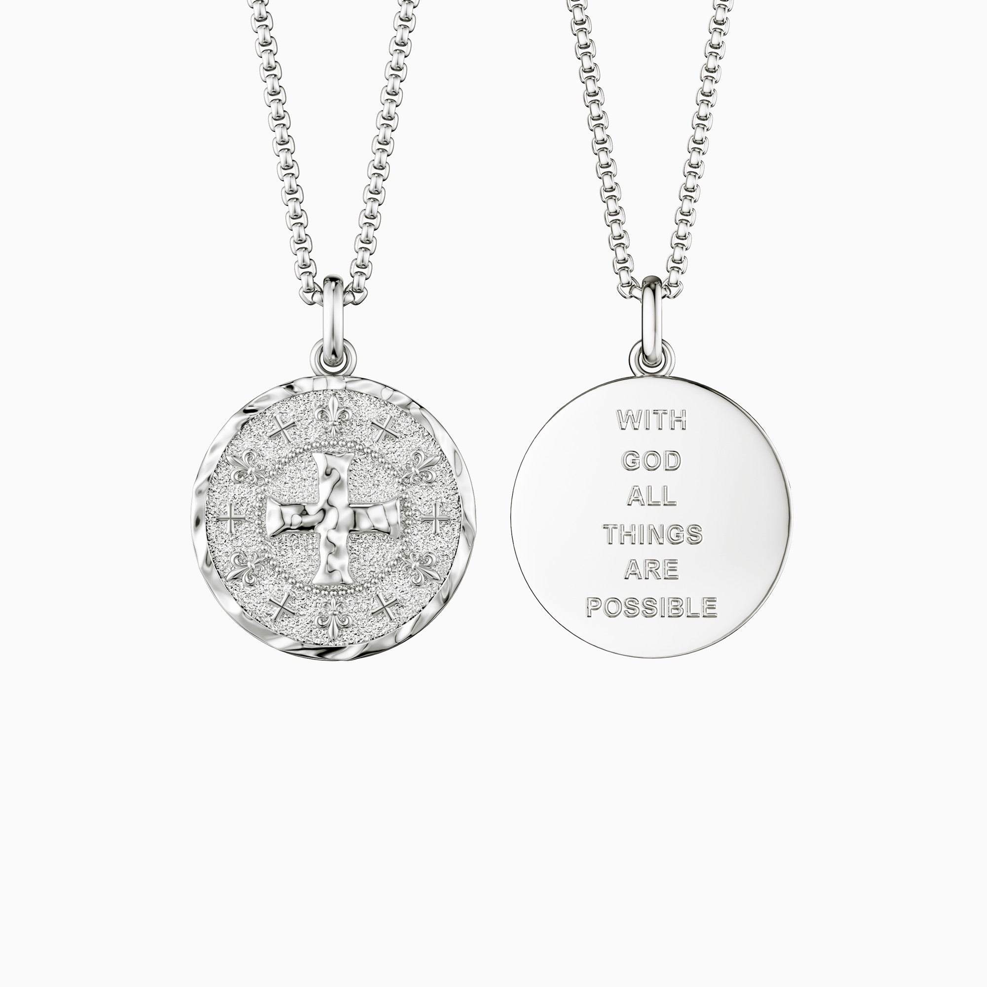 Gothic Liquid Lava Cross Fleur-de-Lis Medallion Necklace