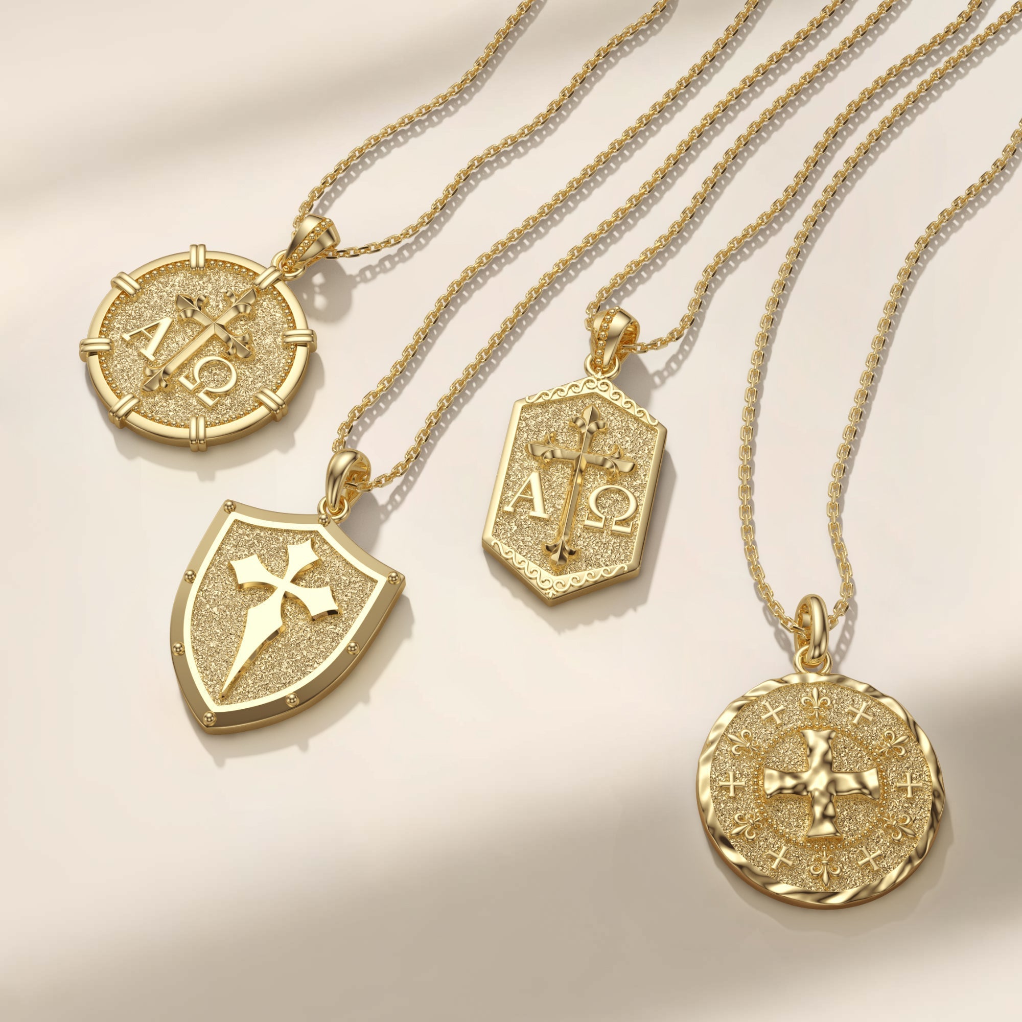 The Guardian Shield Cross Protection Pendant Medallion Necklace