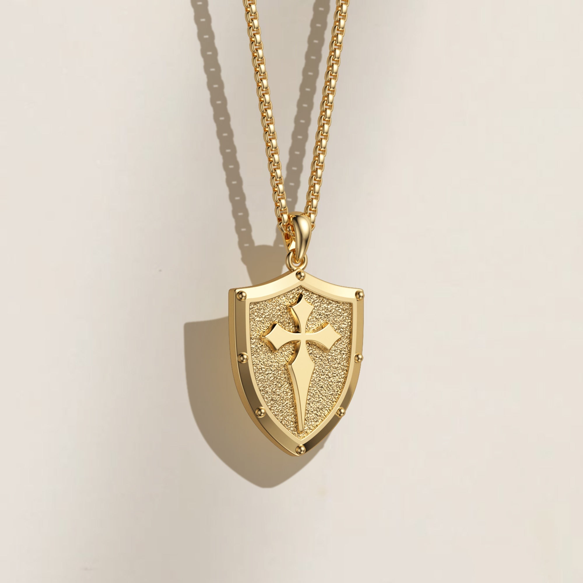 The Guardian Shield Cross Protection Pendant Medallion Necklace