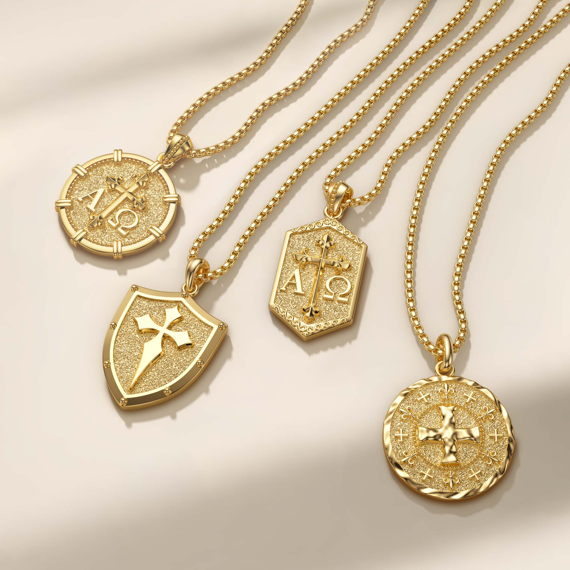 The Guardian Shield Cross Protection Pendant Medallion Necklace