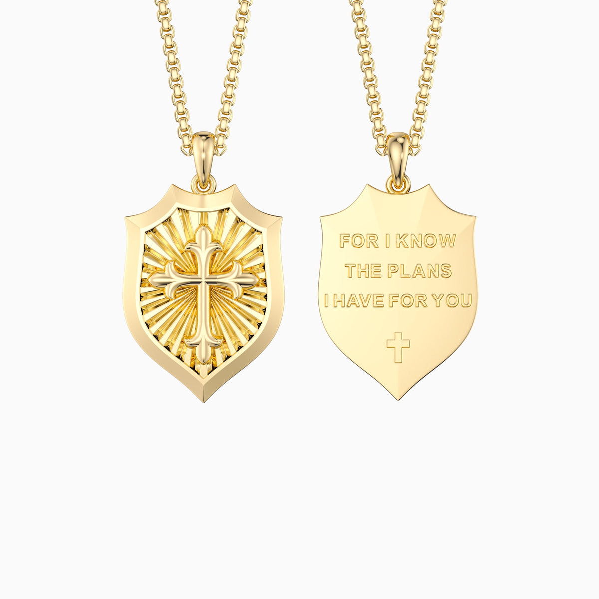Radiant Shield Cross Protection Pendant Medallion Necklace
