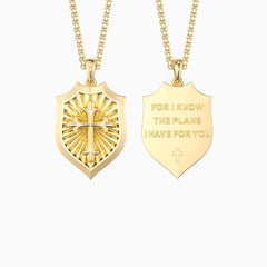 Radiant Shield Cross Protection Pendant Medallion Necklace
