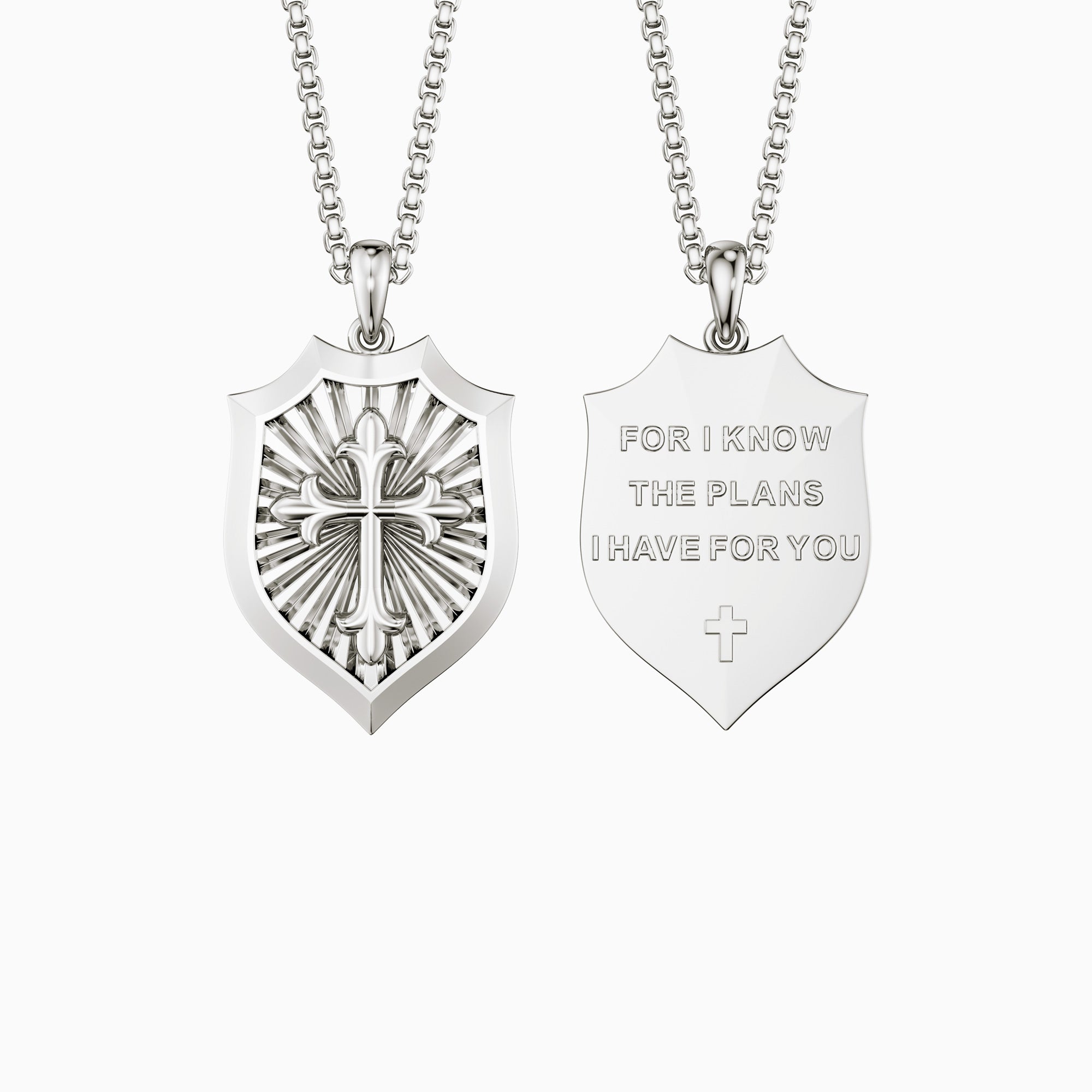 Radiant Shield Cross Protection Pendant Medallion Necklace