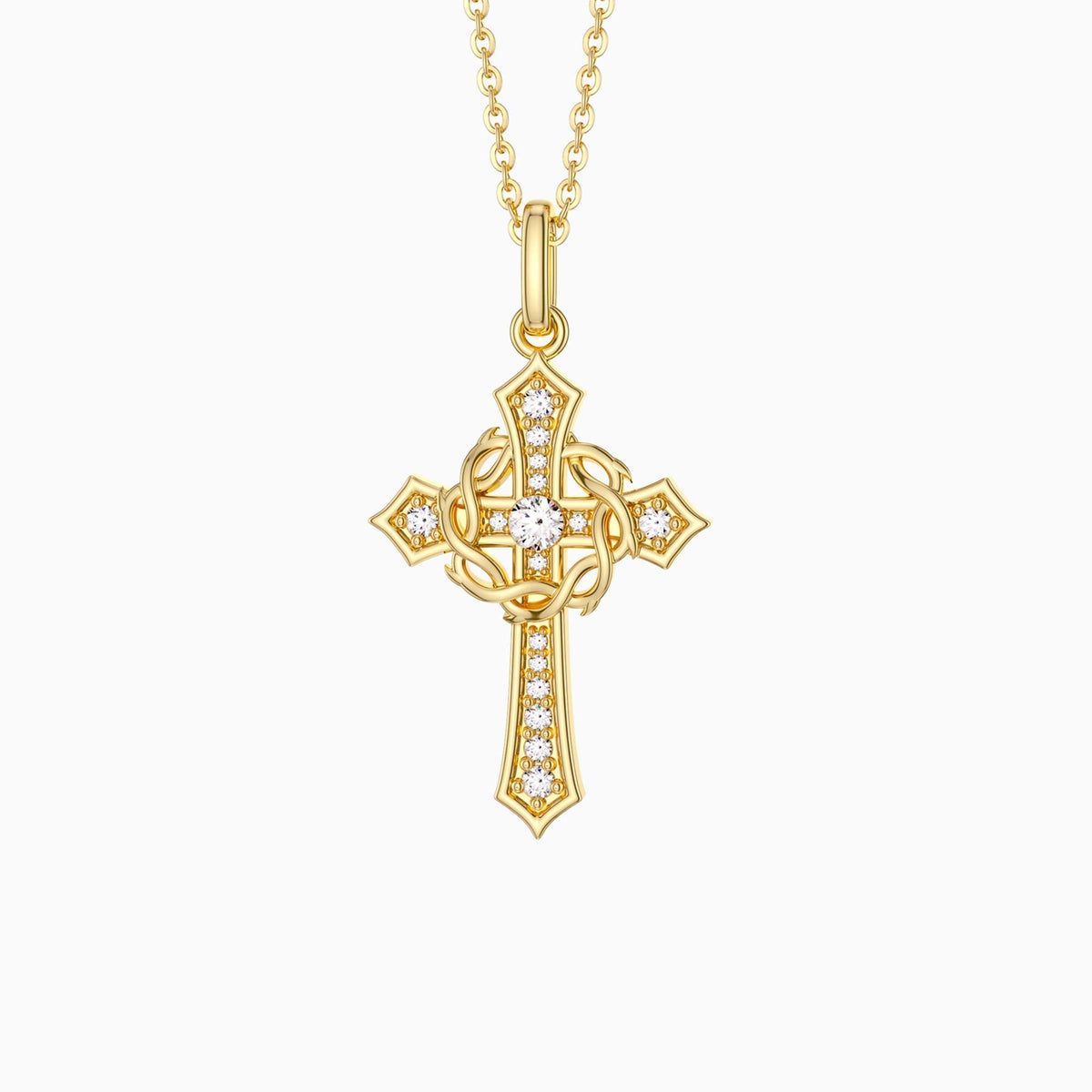 Cross and Crown of Thorns Faith Pendant Necklace