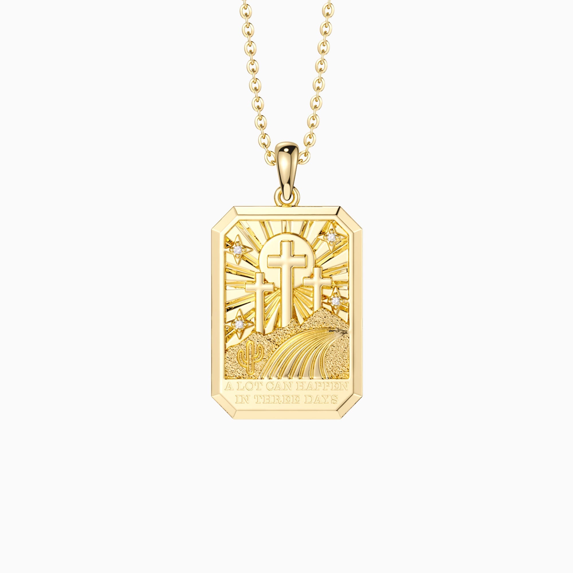 Three Crosses Triumph Medallion Necklace