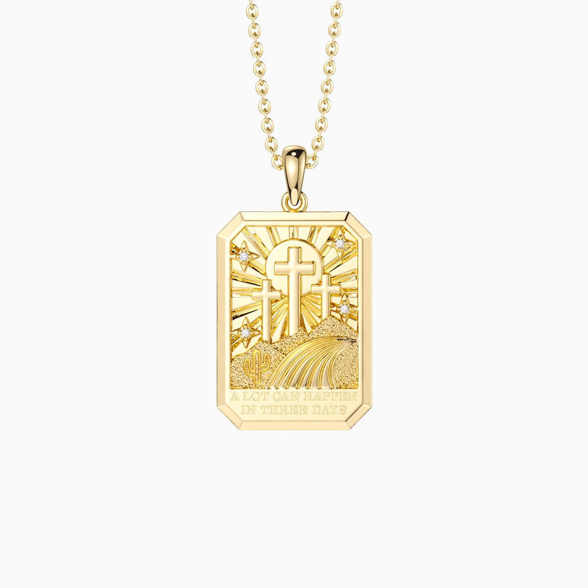 Three Crosses Triumph Medallion Necklace