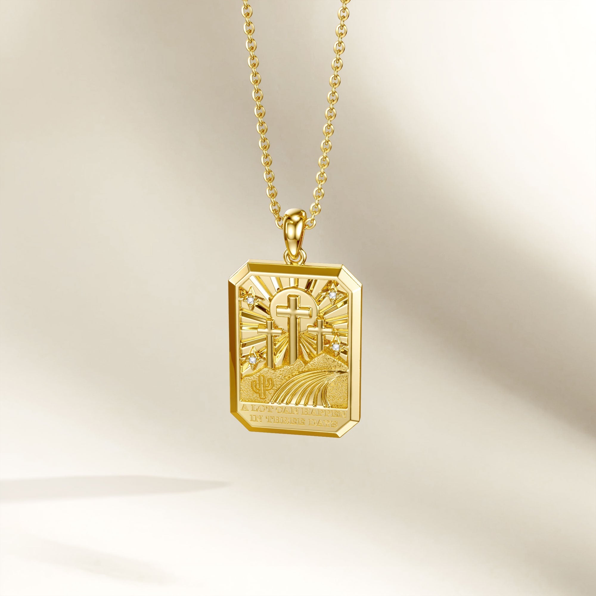 Three Crosses Triumph Medallion Necklace