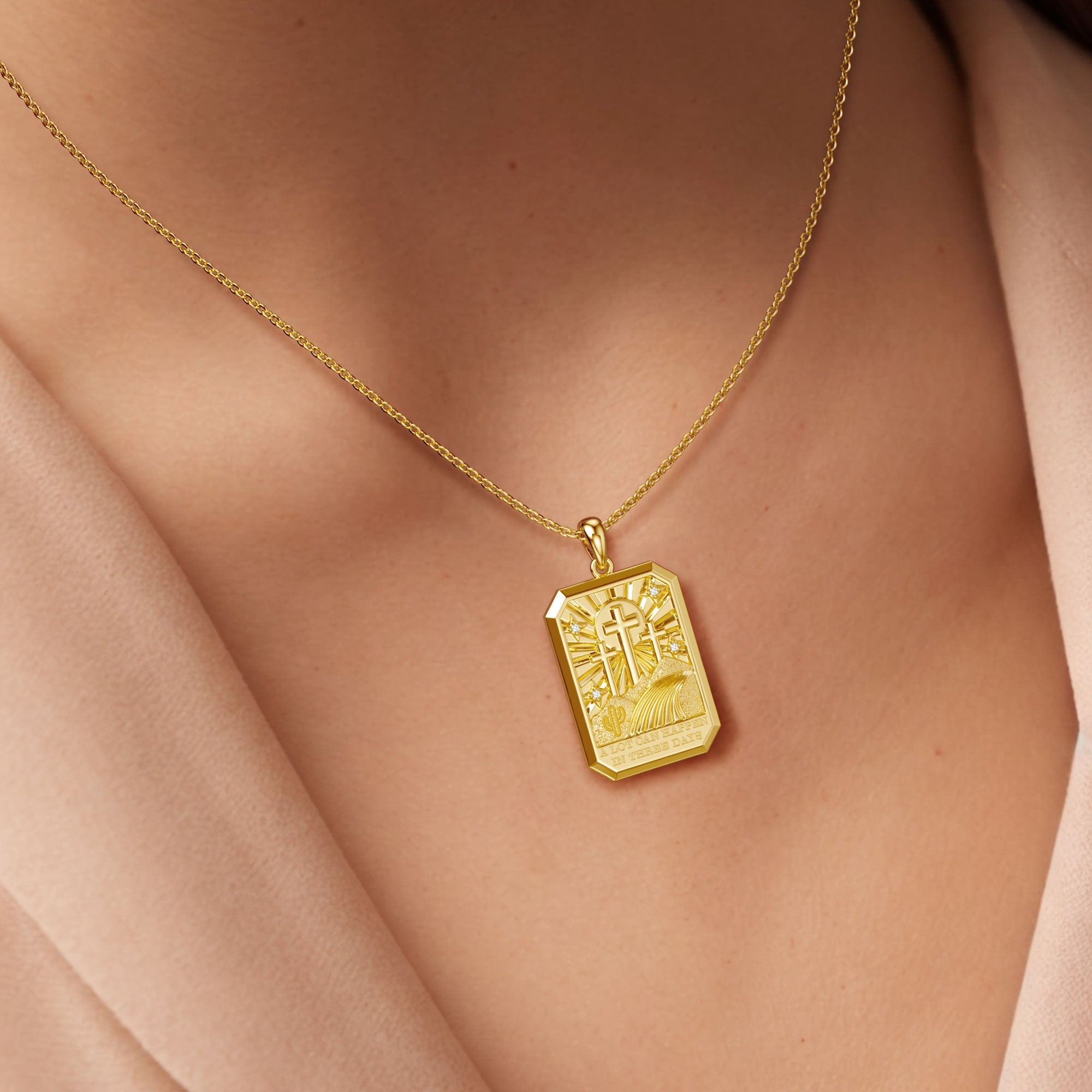 Three Crosses Triumph Medallion Necklace