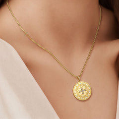 Personalized Cross Crown of Thorns Medallion Necklace