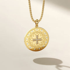 Personalized Cross Crown of Thorns Medallion Necklace