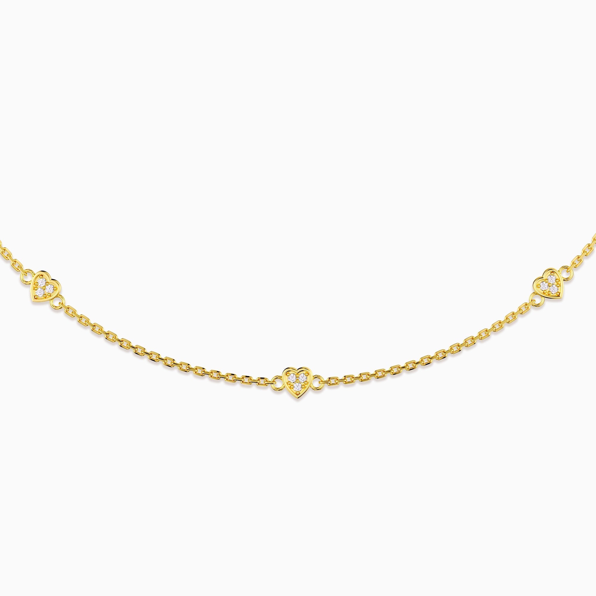 Pave Five Hearts Station Necklace