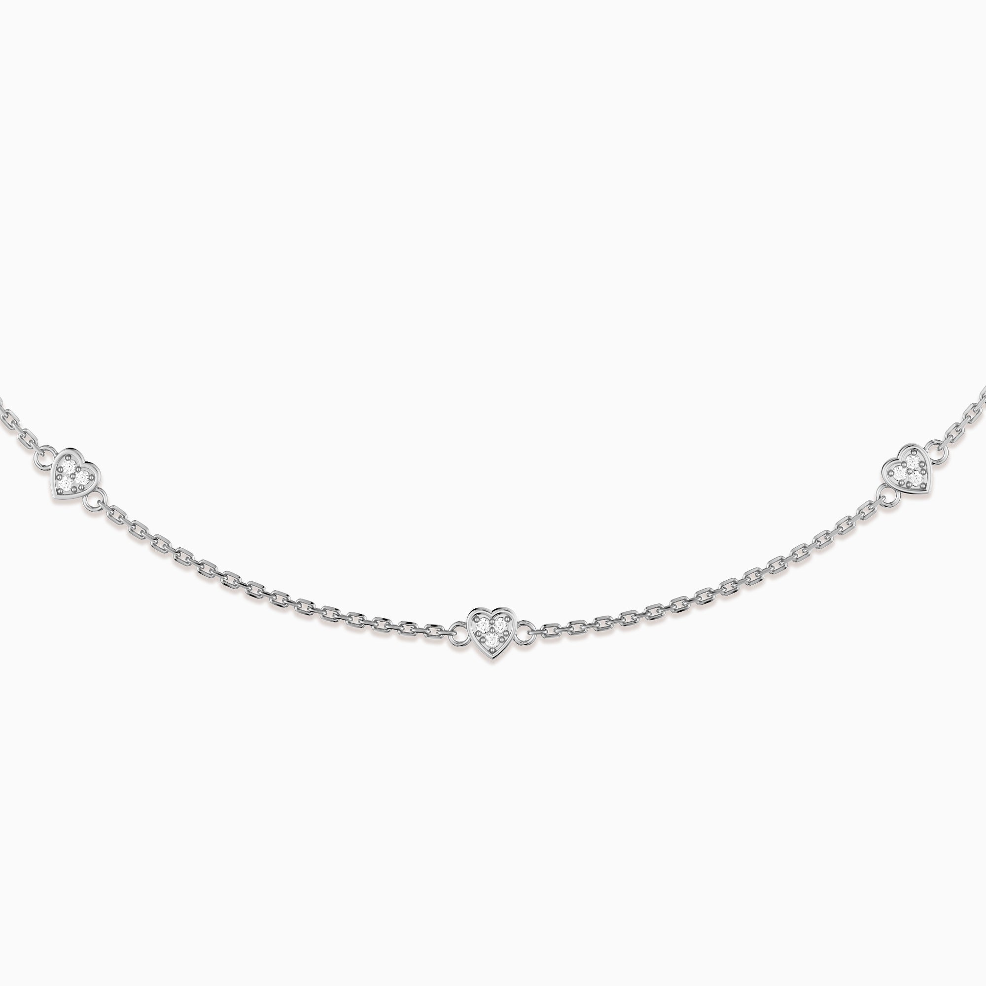 Pave Five Hearts Station Necklace