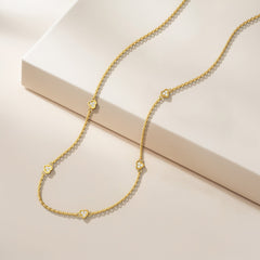 Pave Five Hearts Station Necklace