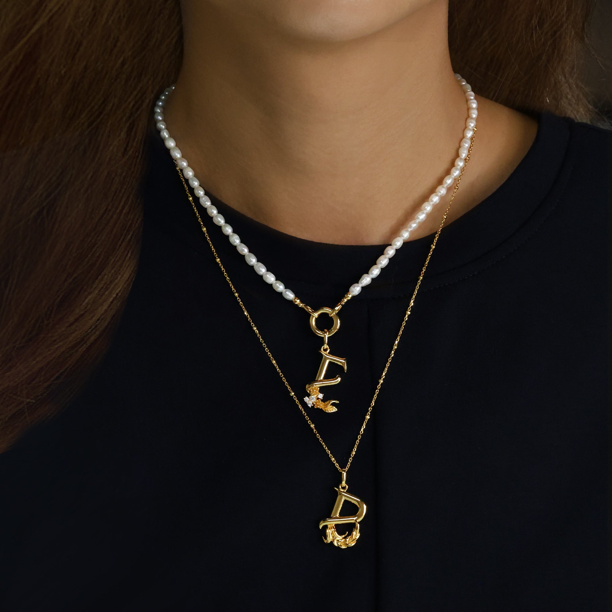 Barley Blossom Letter B Pendant Necklace