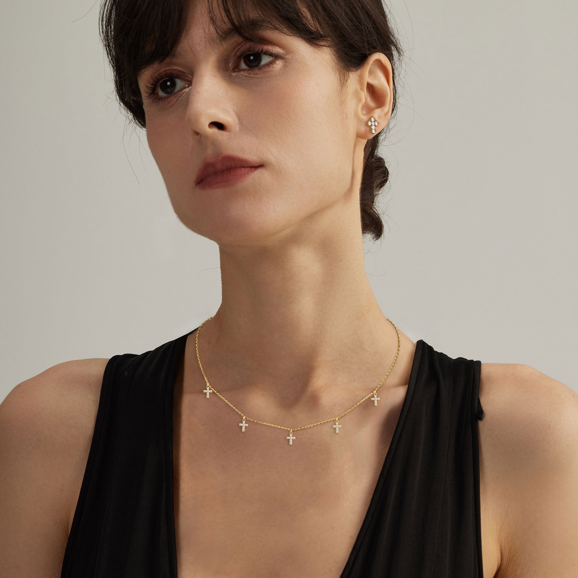 Five Cross Station Necklace