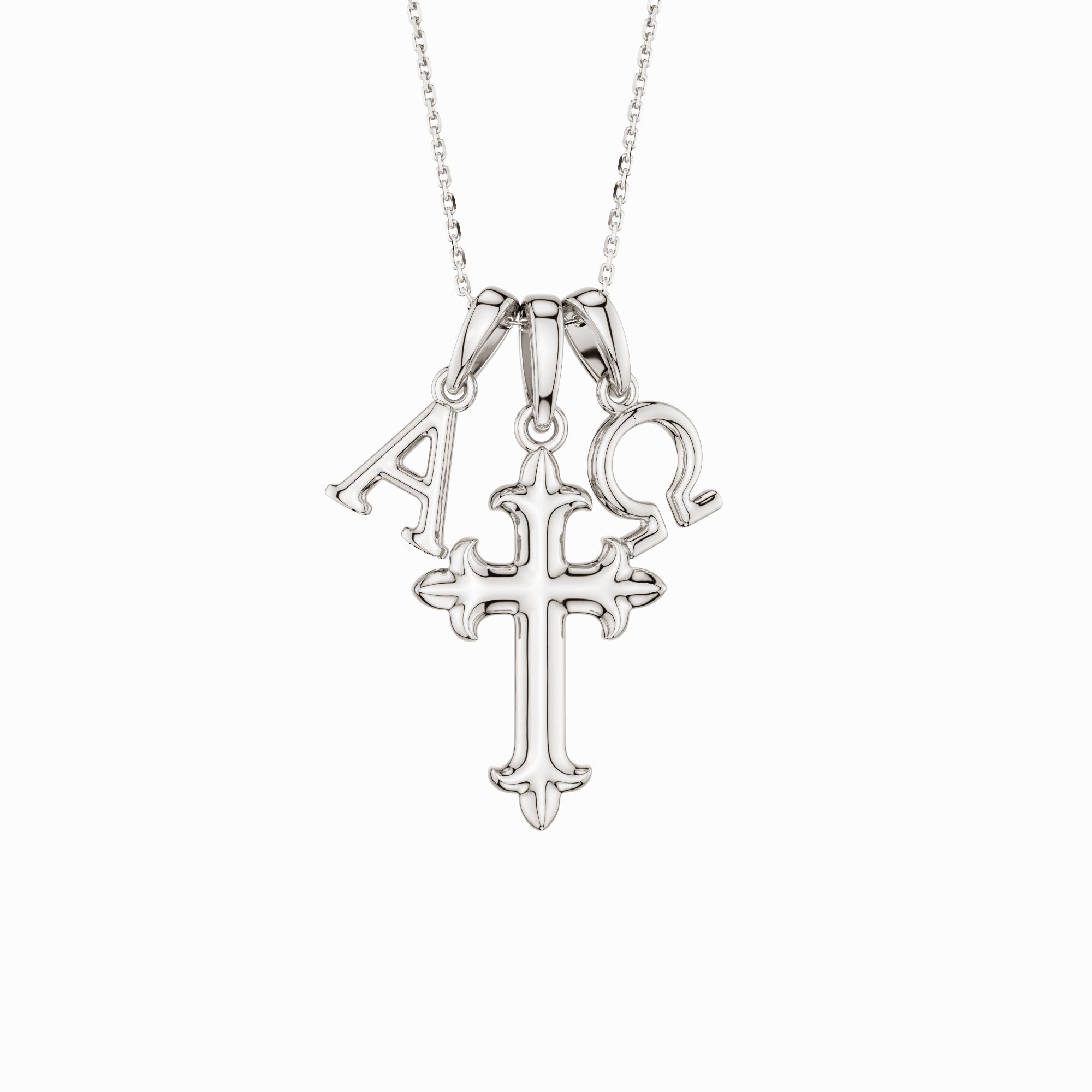 Alpha Omega Cross Pendant Necklace