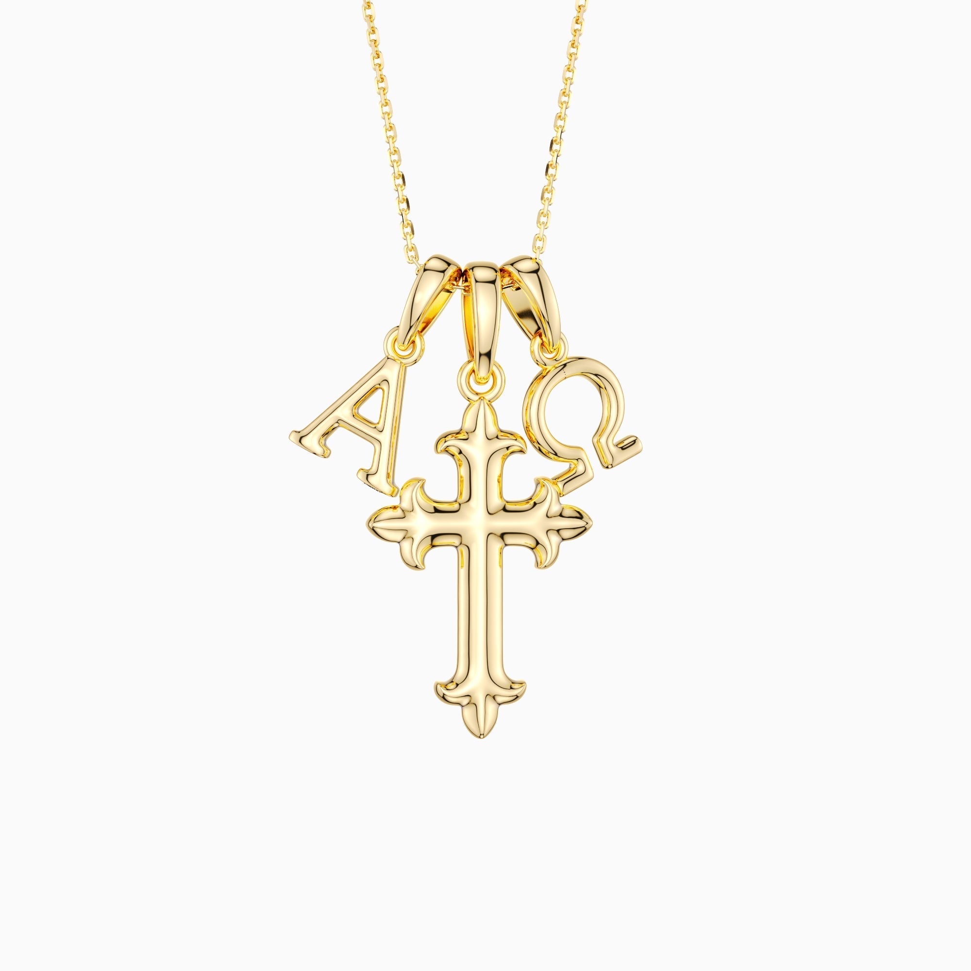 Alpha Omega Cross Pendant Necklace
