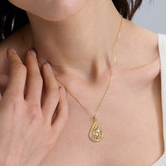 Parable of the Workers in the Vineyard Dove Cross Pear Pendant Necklace