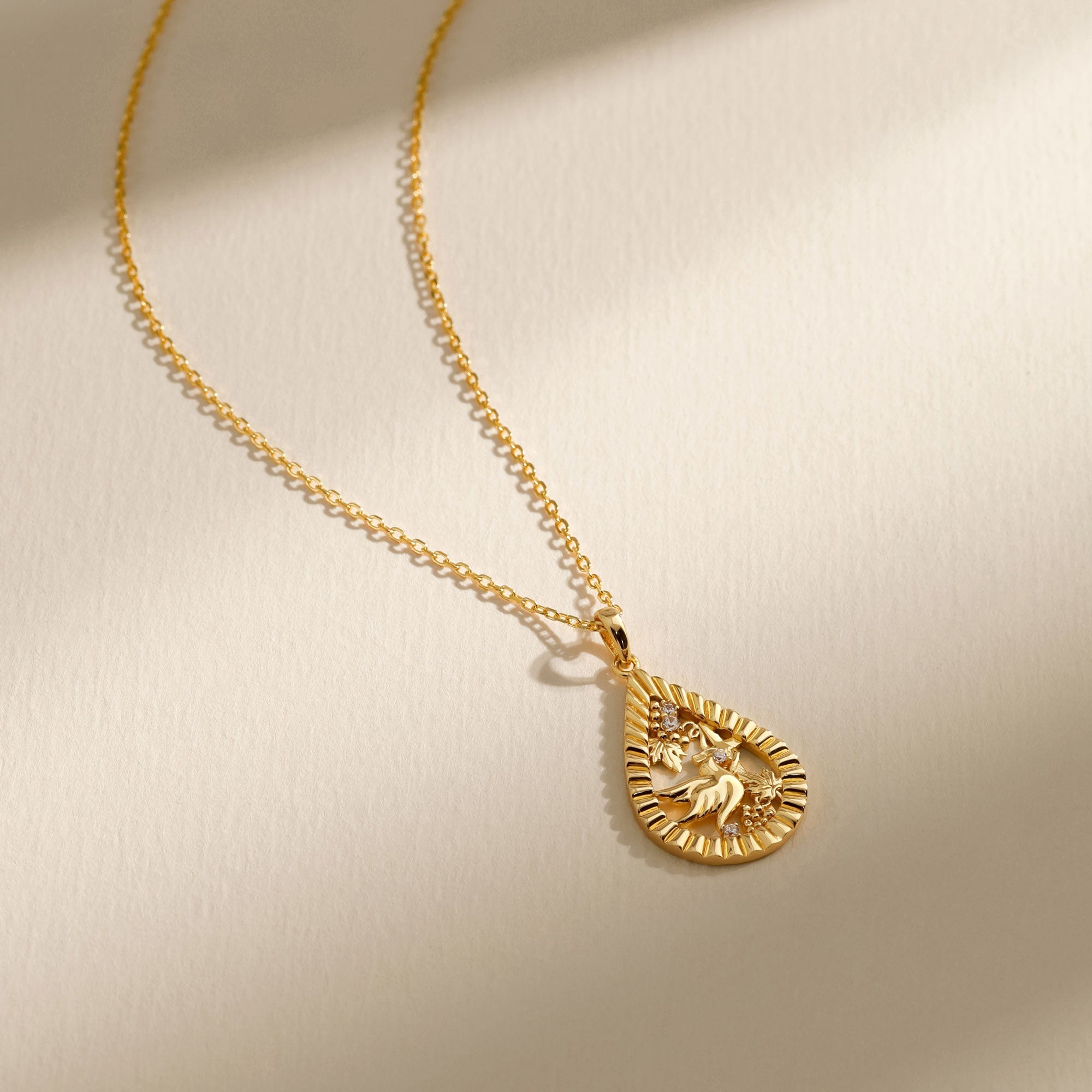 Parable of the Workers in the Vineyard Dove Cross Pear Pendant Necklace