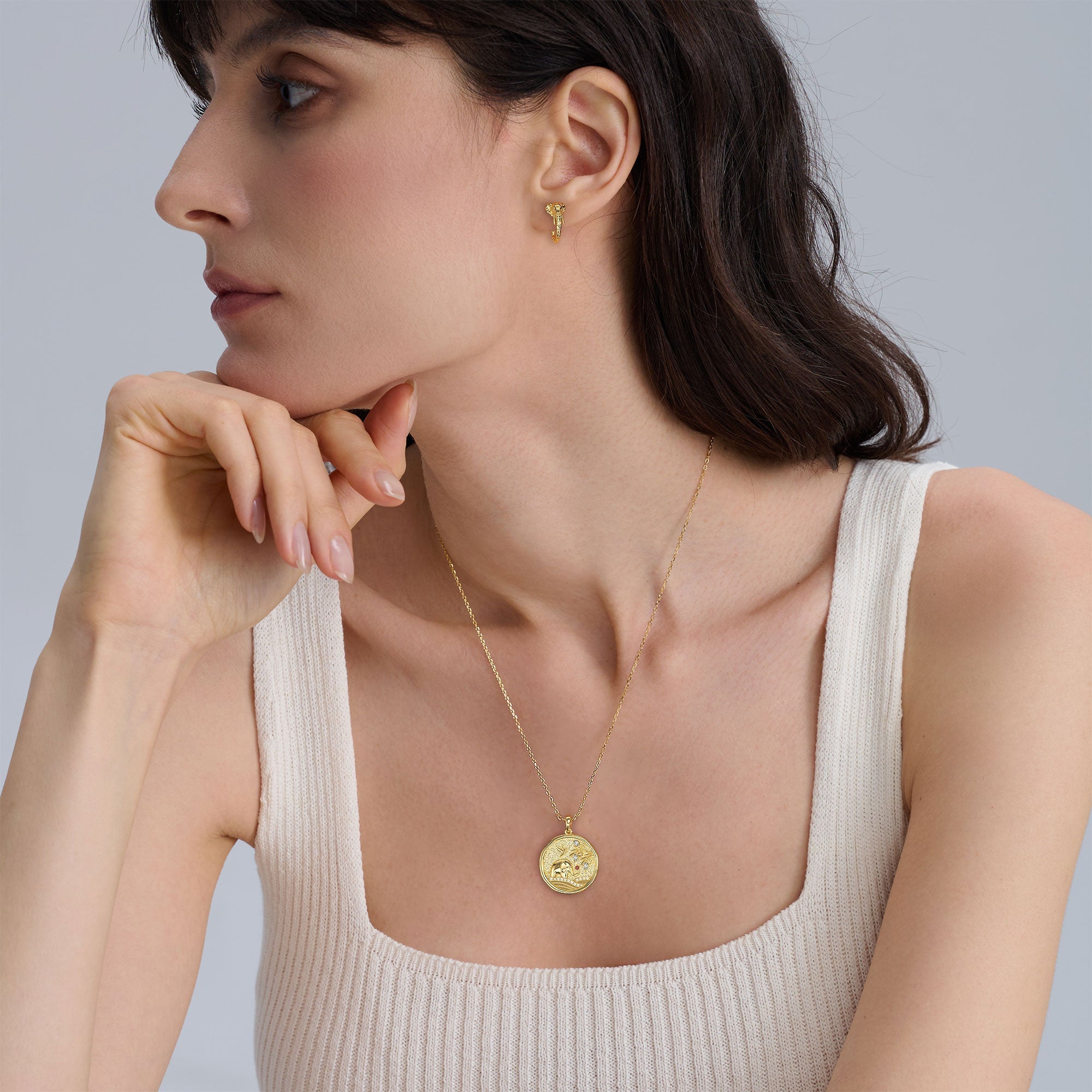 Promised Land Garden of Life Elephant Half Hoop Stud Earrings