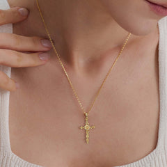 Floral Cross September Morning Glory Birth Flower Necklace