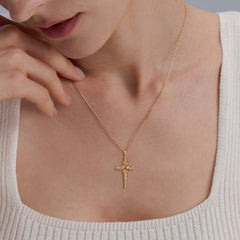 Floral Cross December Holly Birth Flower Necklace