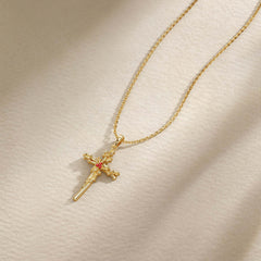 Floral Cross December Holly Birth Flower Necklace