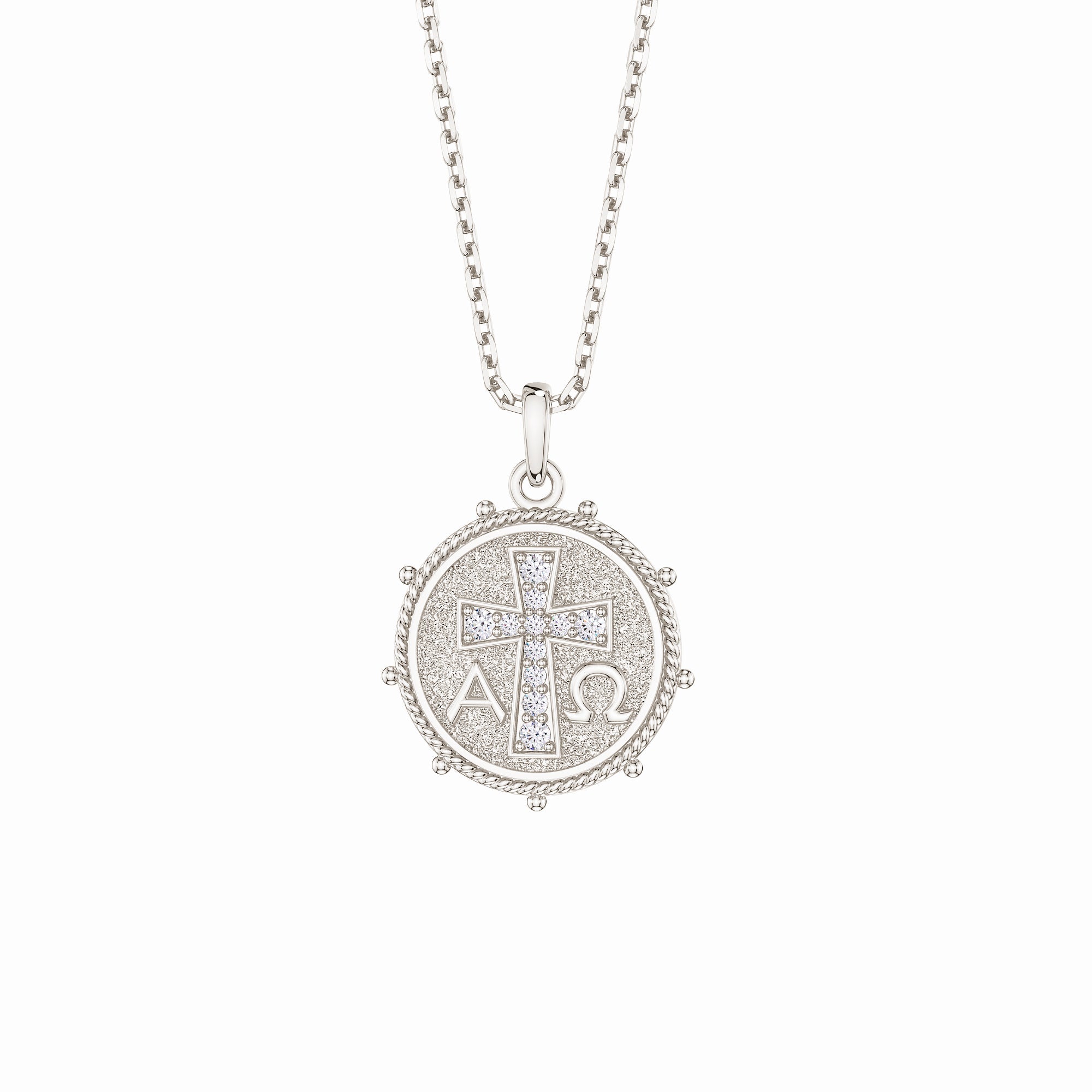 Alpha Omega Cross Medallion Necklace