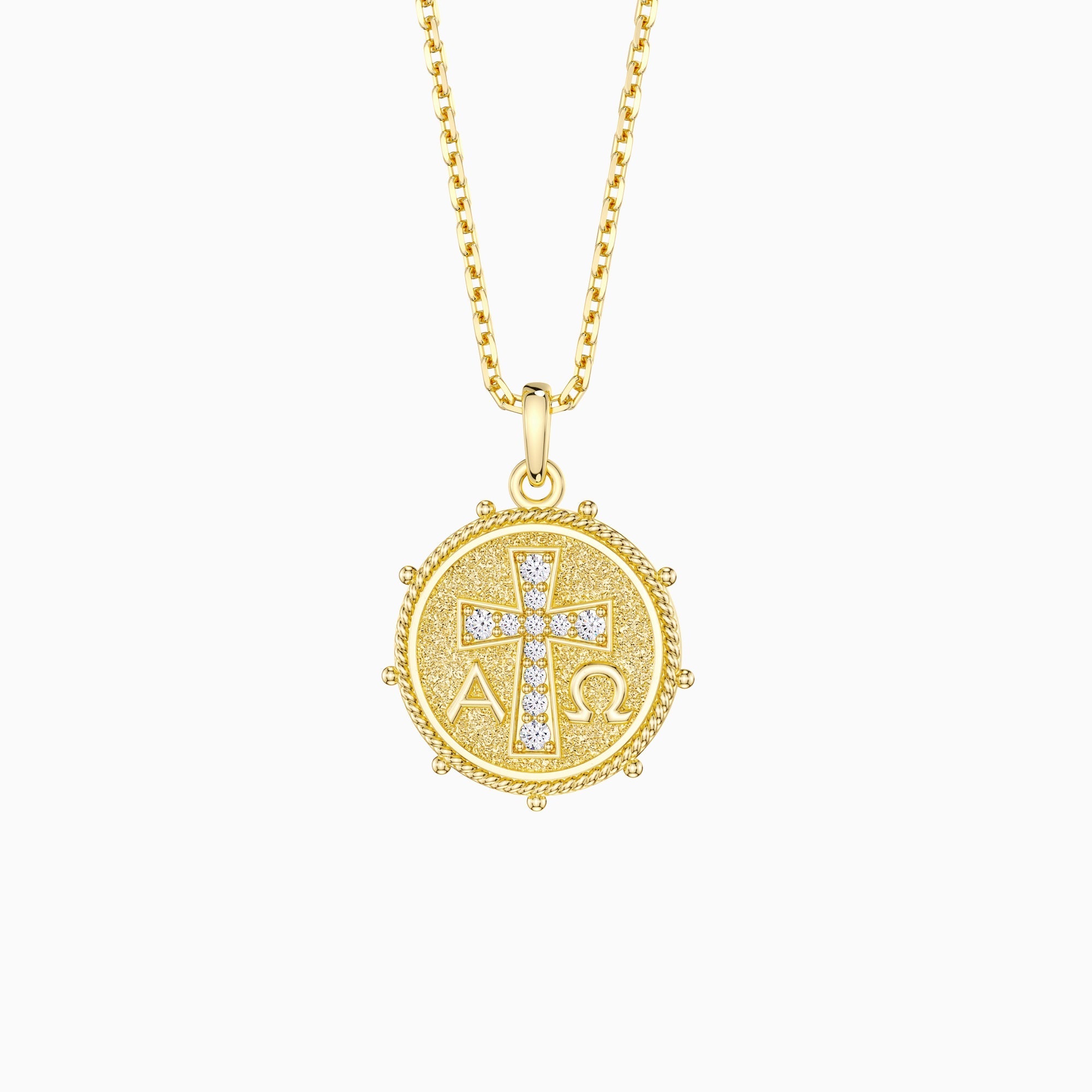 Alpha Omega Cross Medallion Necklace