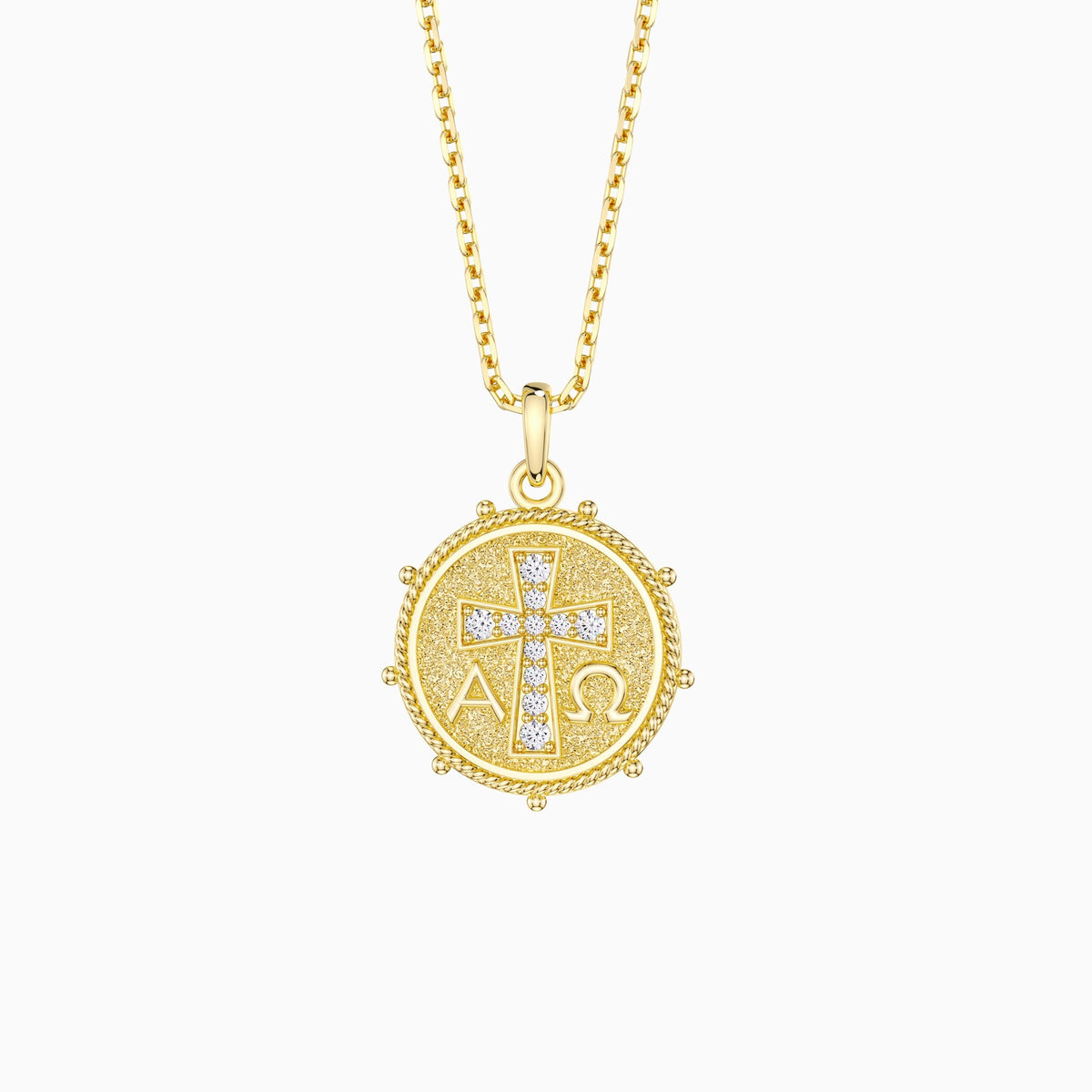 Alpha Omega Cross Medallion Necklace