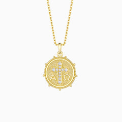 Alpha Omega Cross Medallion Necklace