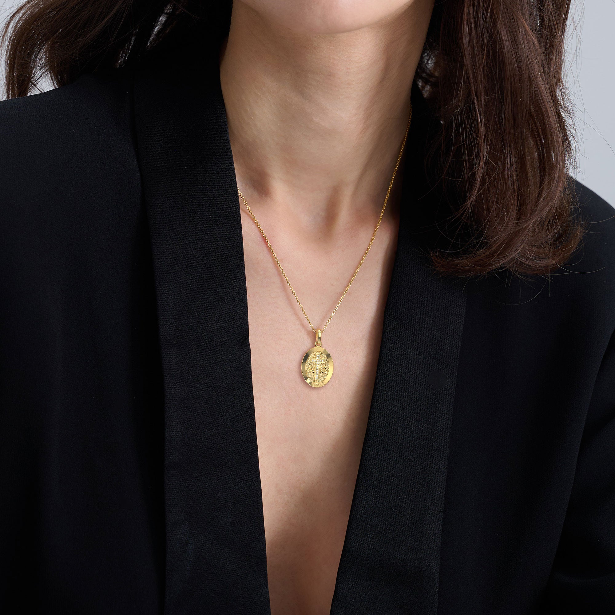 Alpha Omega Medallion Pendant Necklace