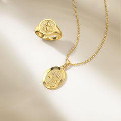 Alpha Omega Medallion Pendant Necklace