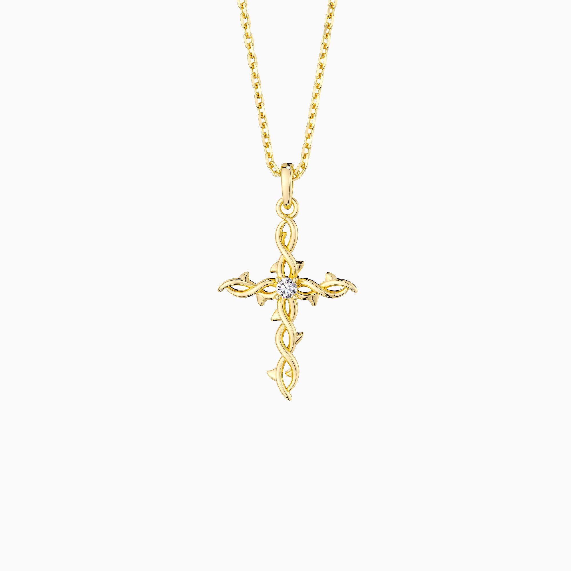 Thorned Grace Cross Pendant Necklace