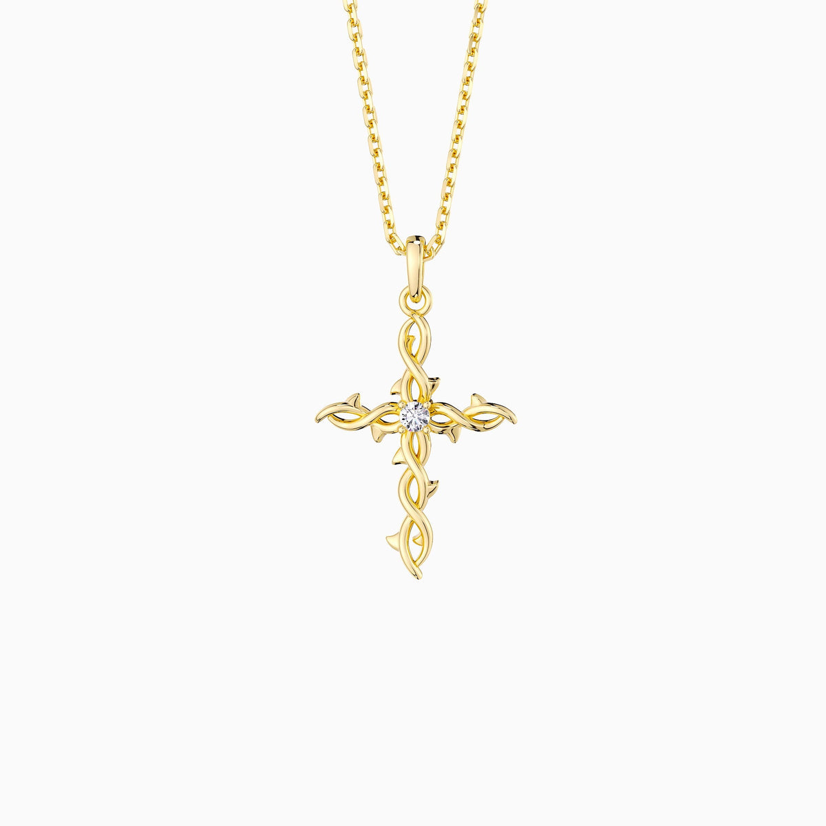 Thorned Grace Cross Pendant Necklace