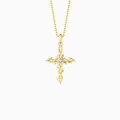 Thorned Grace Cross Pendant Necklace
