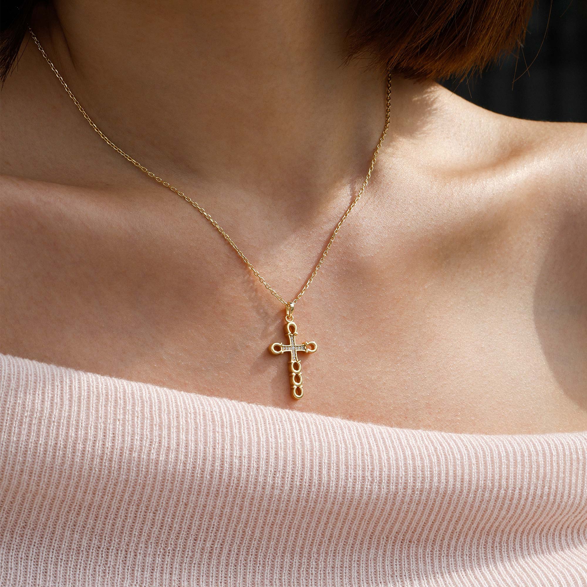 Horseshoe Cross Pendant Necklace