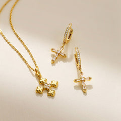 Clover Cross Charm Pendant Necklace
