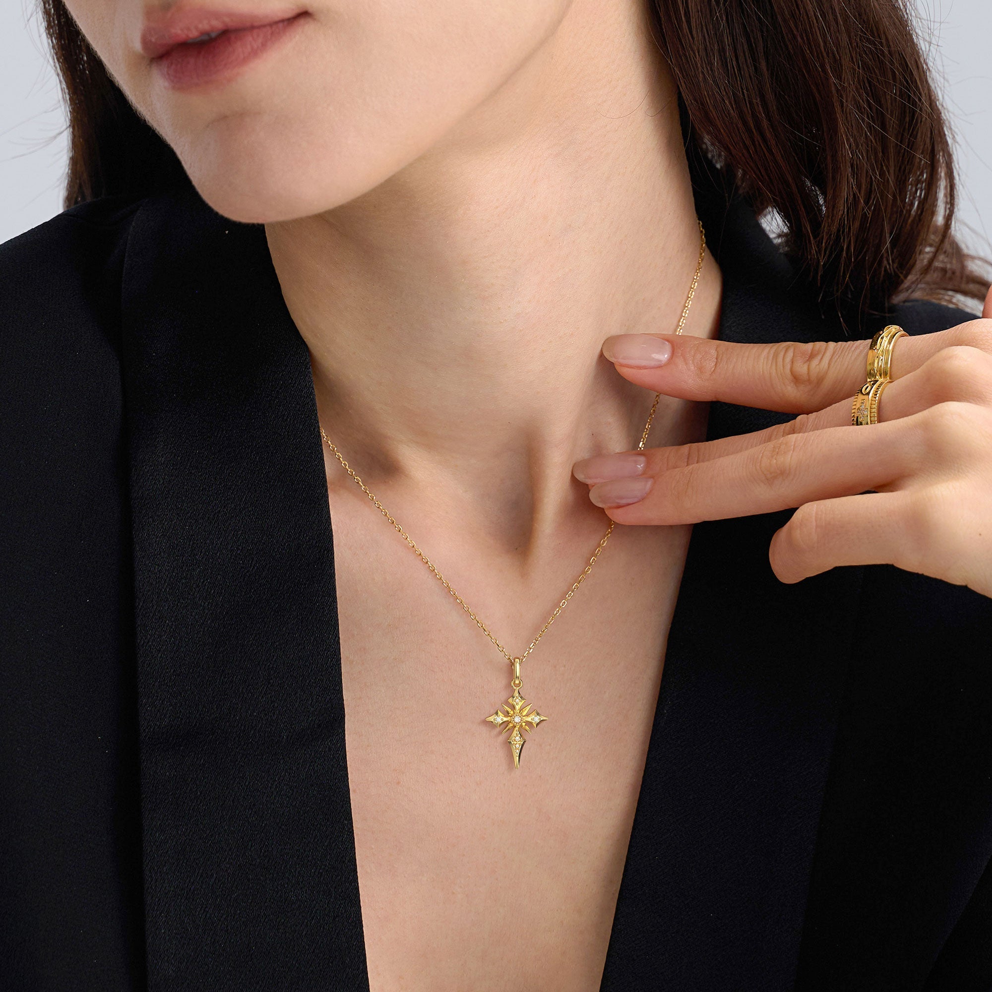 Star of Bethlehem Cross Pendant Necklace