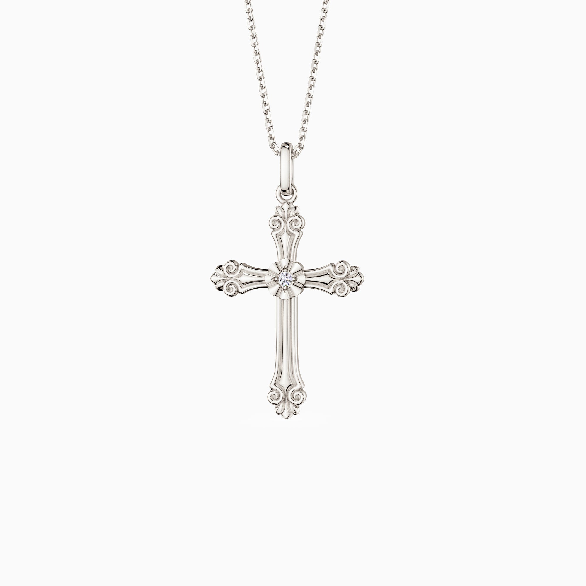 Baroque Cross Pendant Necklace