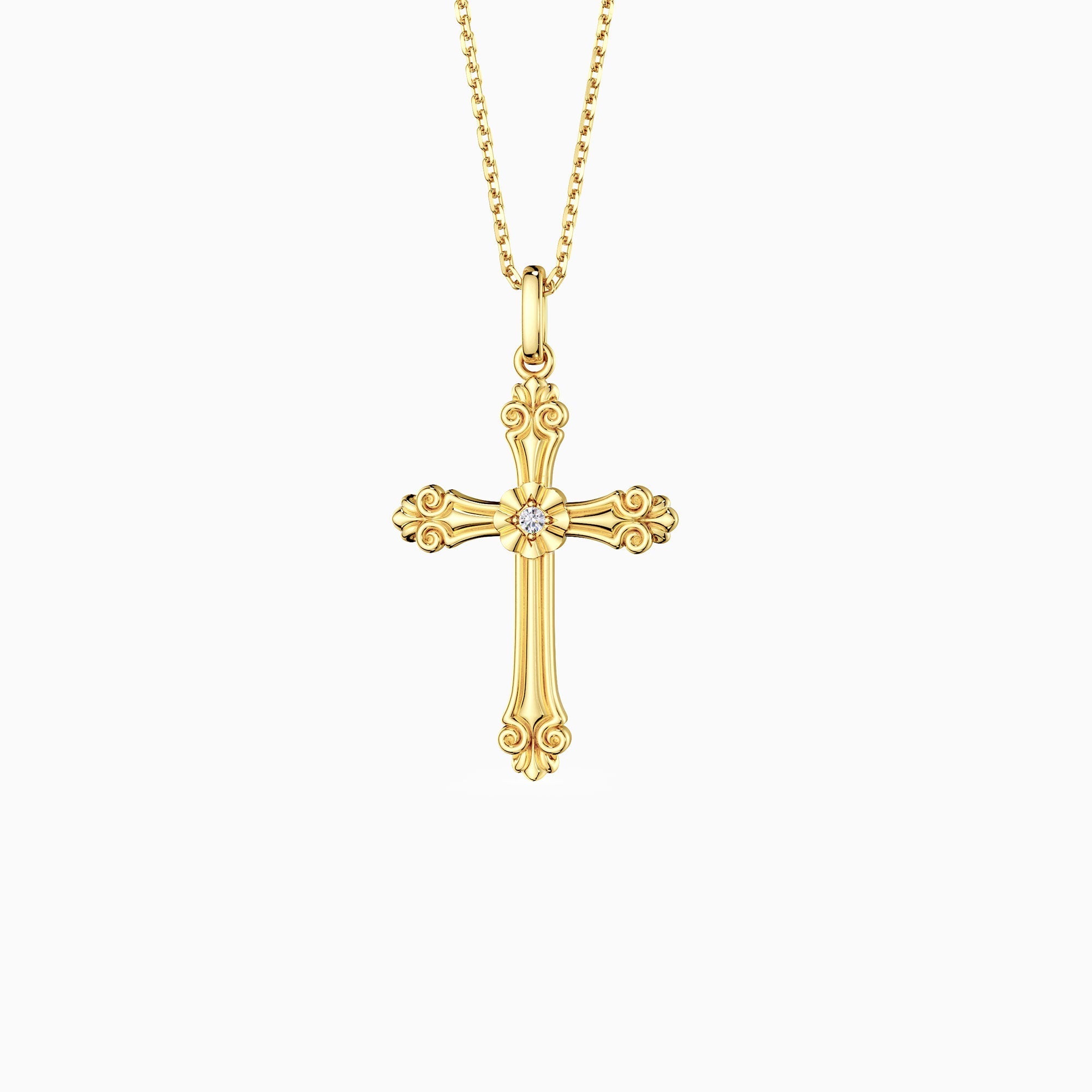 Baroque Cross Pendant Necklace
