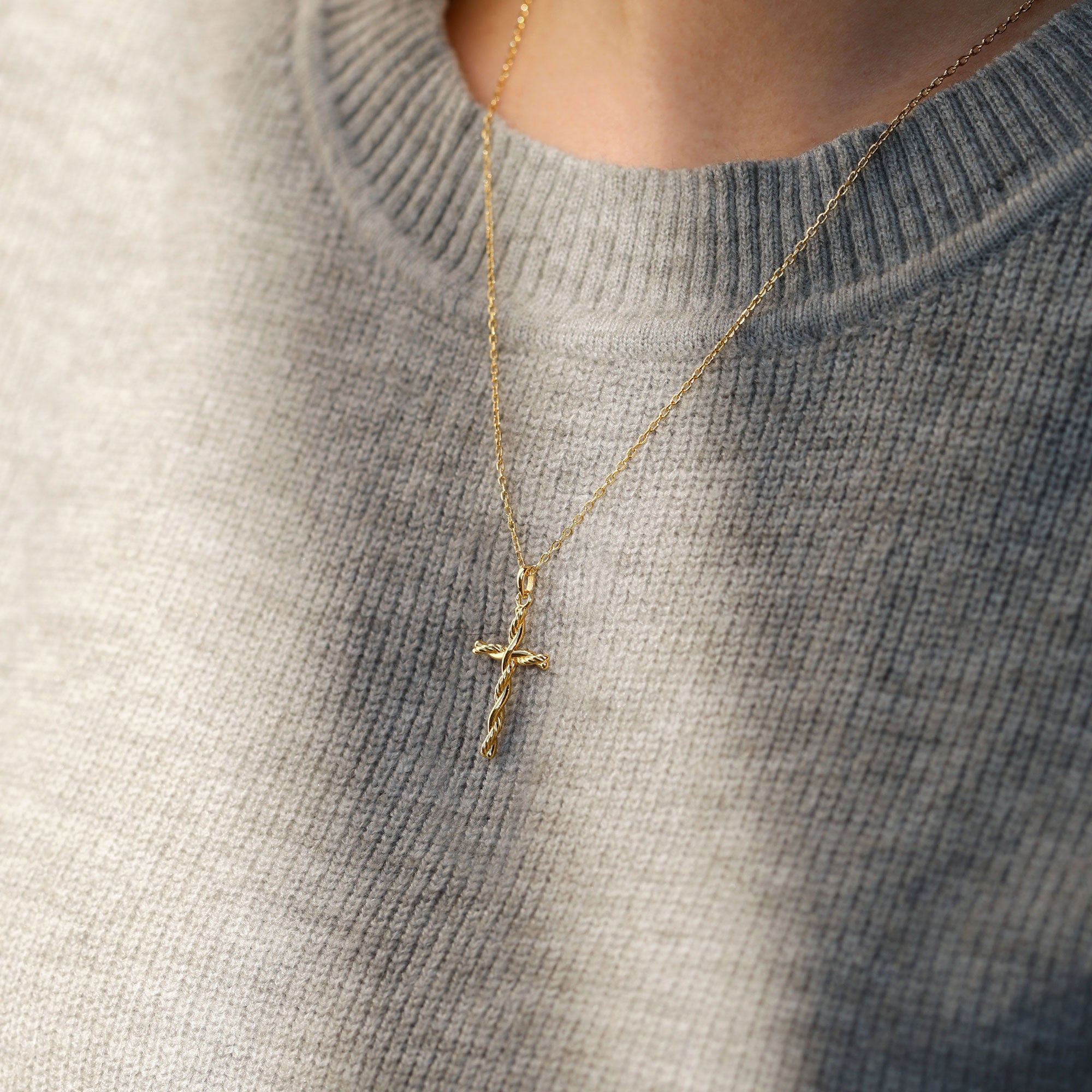 Interwoven Knot Cross Pendant Necklace